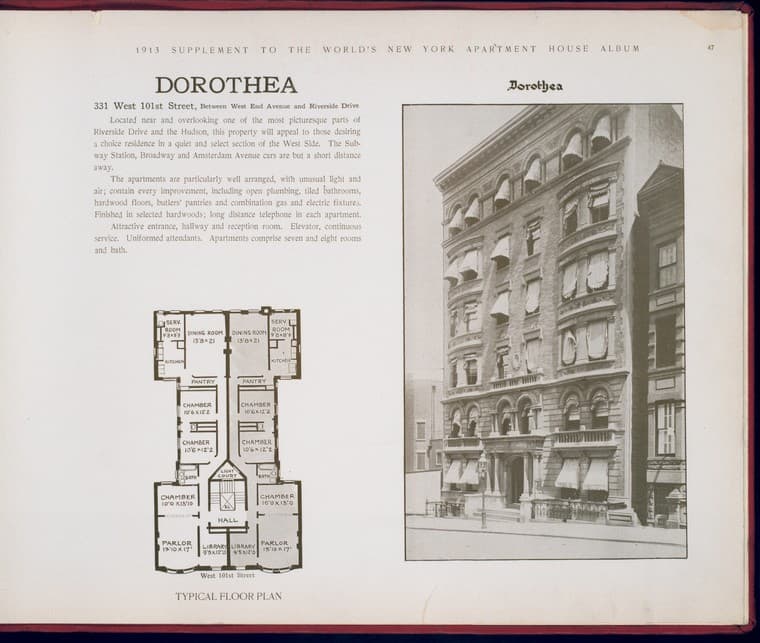 Dorothea. 331 West 101st Street, Between West End Avenue and Riverside Drive., 1913