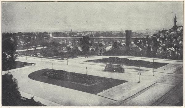 The Eugene, 521-523 West 182nd Street; Plan of first floor; Plan of upper floors; View from the Eugene looking East., 1908