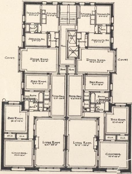 The Nottingham, 33-35-37 East 30th Street; Plan of first floor; Plan of upper floors., 1908