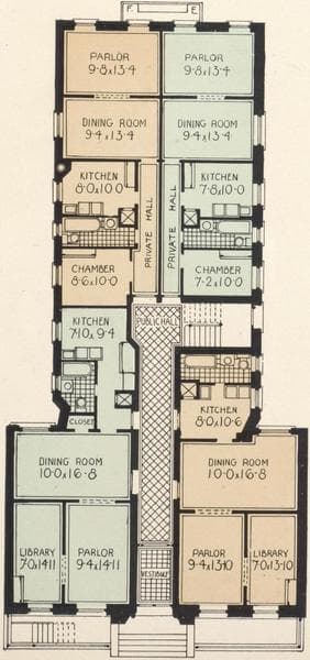 The St. George, The Fraincis and The Dorothy, 529-531-533 West 151st Street; Plan of first floor; Plan of upper floors., 1908