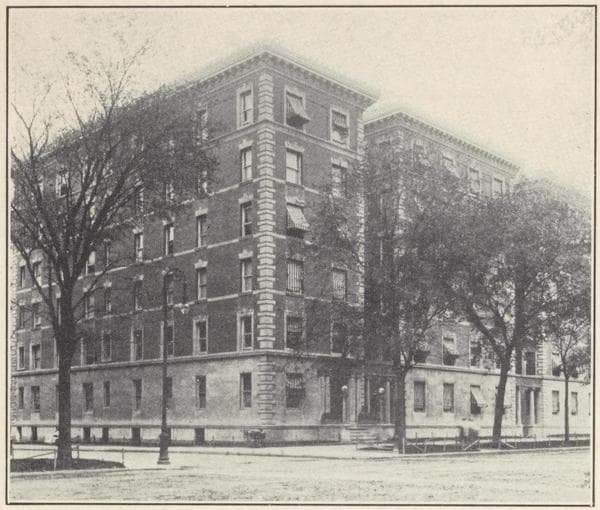 Miscellaneous apartments. The Fontainbleau, 1851 Seventh Avenue, southeast corner 113th Street and Seventh Avenue; Typical floor plan; The Ridgewood, northeast corner 107th Street and Broadway, facing Schuyler Square; Typical floor plan; The Chantilly, 1855th Seventh Avenue, northeast corner of 113th Street; Typical floor plan., 1908