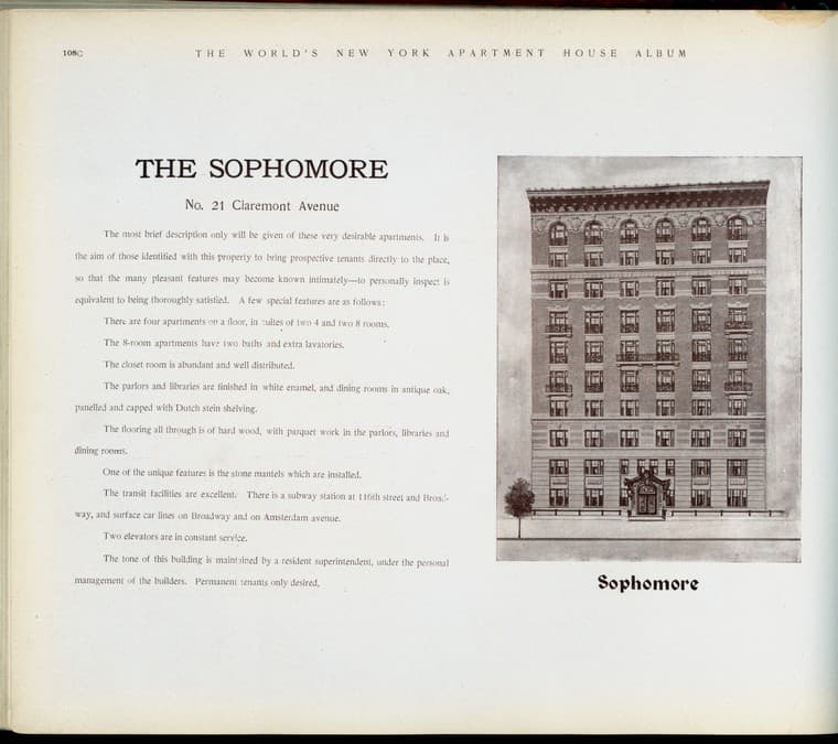 The Sophomore. No. 21 Claremont Avenue., 1910-03