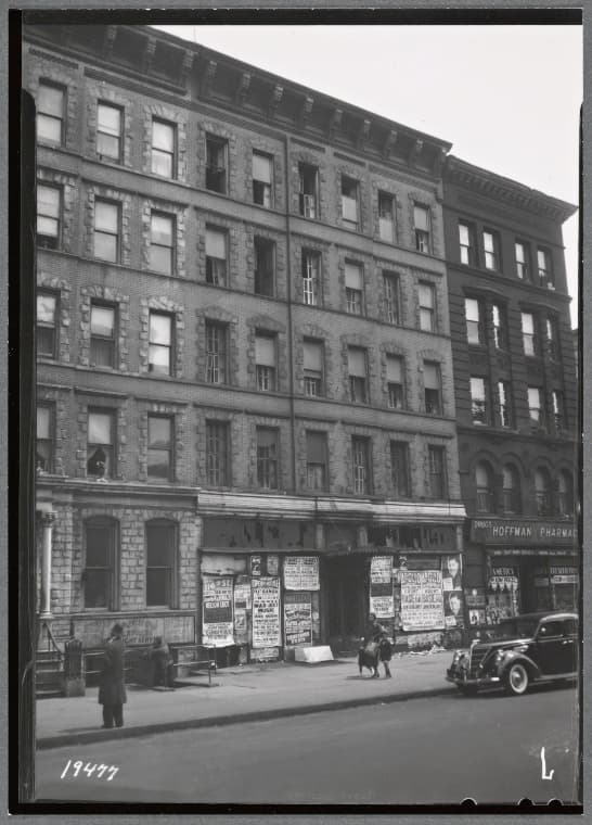 Tenements & storefronts; Hoffman Pharmacy: 2021-2025 7th Av-W 121St-W 122 St., Manhattan, 1938