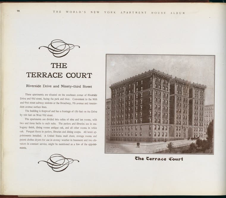 The Terrace Court. Riverside Drive and Ninety-third Street., 1910-03