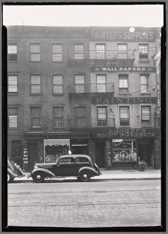 Tenements & storefronts; Arnesto Paint Products: 454-548 W. 46th St., Manhattan, 1936