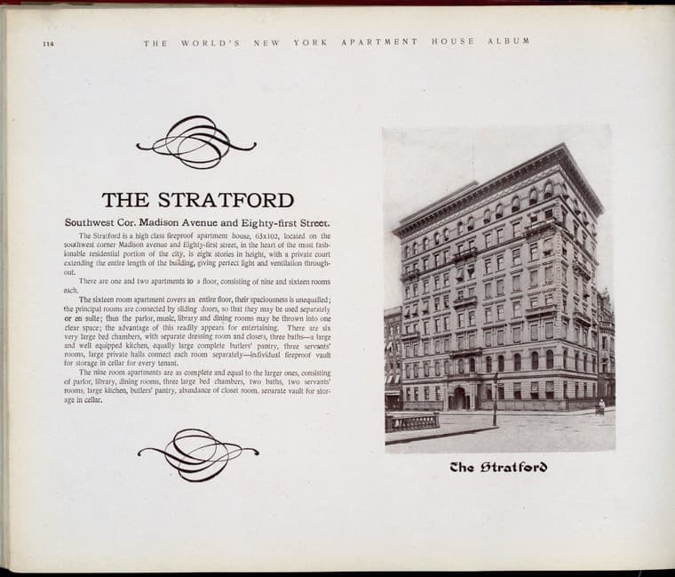 The Stratford. Southwest Corner Madison Avenue and Eighty-first Street., 1910-03