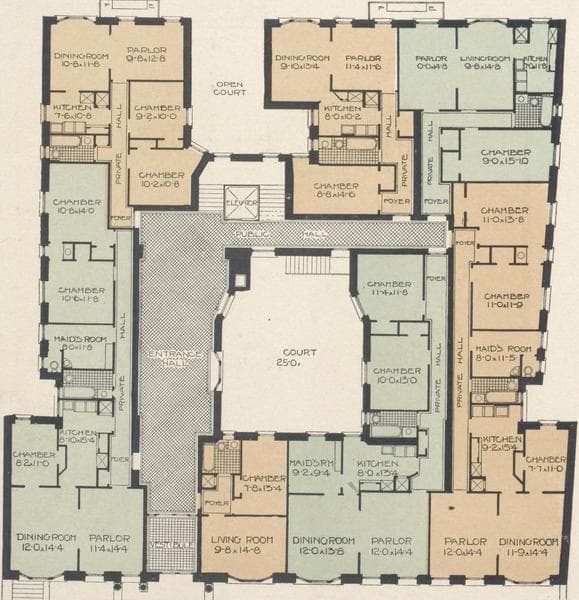 The Inglewood, 718 West 178th Street; Plan of first floor; Plan of upper floors., 1909