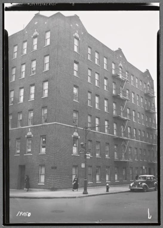 Apartment building; dental office on first floor for Dr. H. P. Allen?: 45 Eliot Place-Walton Av, Bronx, 1938