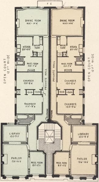 The Rochambeau, 1858-1860 Seventh Avenue; Plan of first floor; Plan of upper floors., 1908