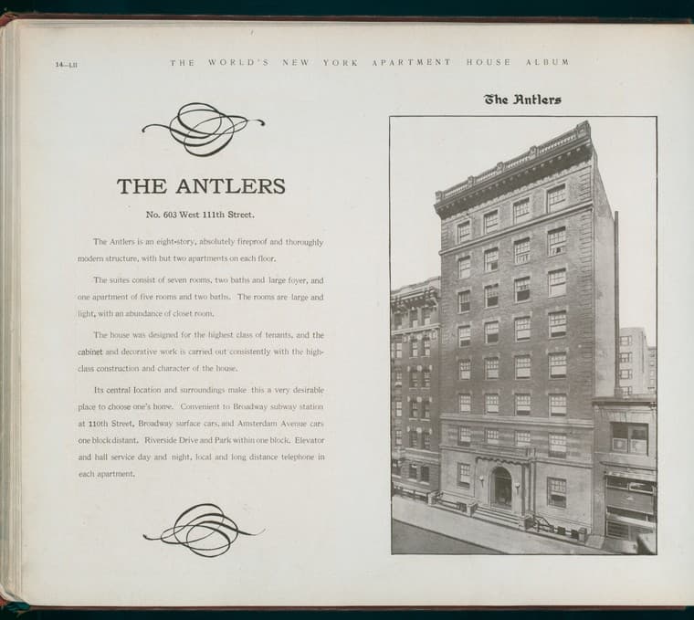 The Antlers. No. 603 West 111th Street., 1910-03