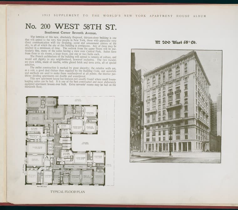 No. 200 West 58th Street. Southwest Corner Seventh Avenue., 1913