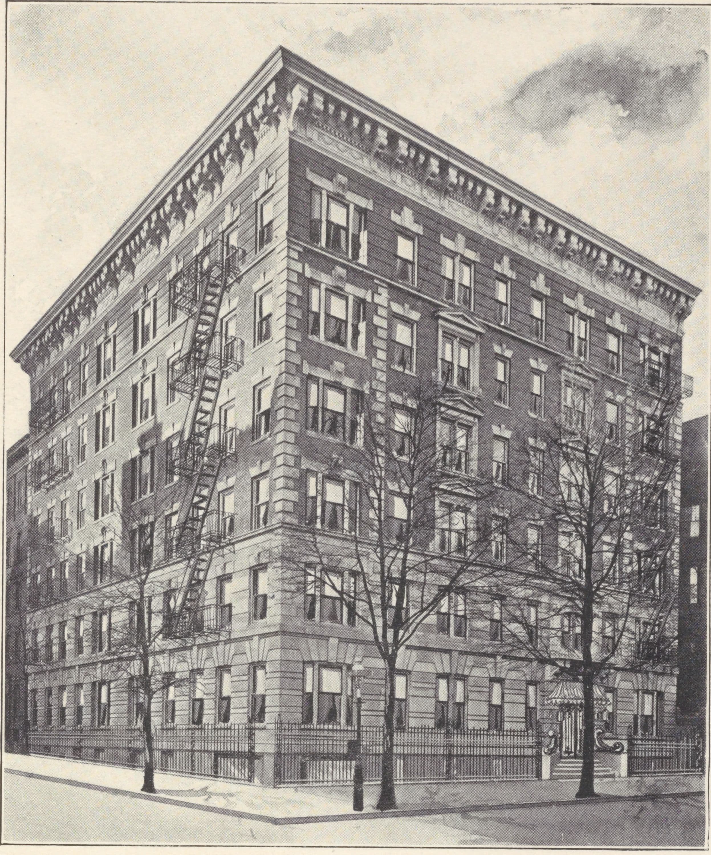 Montalvo Court, N. W. corner St. Nicholas Avenue and 146th Street; Plan of first floor; Plan of upper floors., 1908
