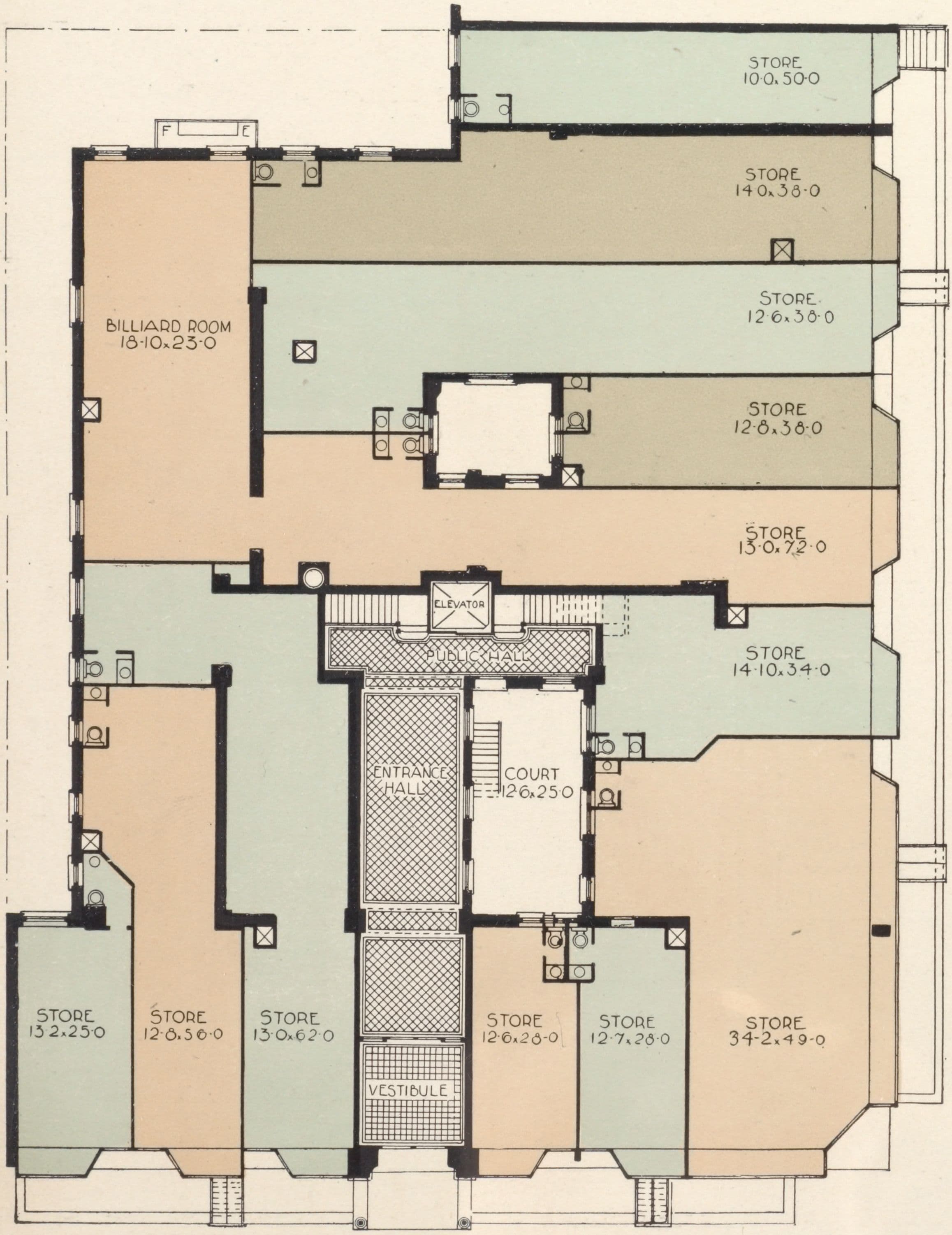The Keystone, northeast corner of Broadway and One hundred and forty-fifth Street; Plan of first floor; Plan of upper floors.