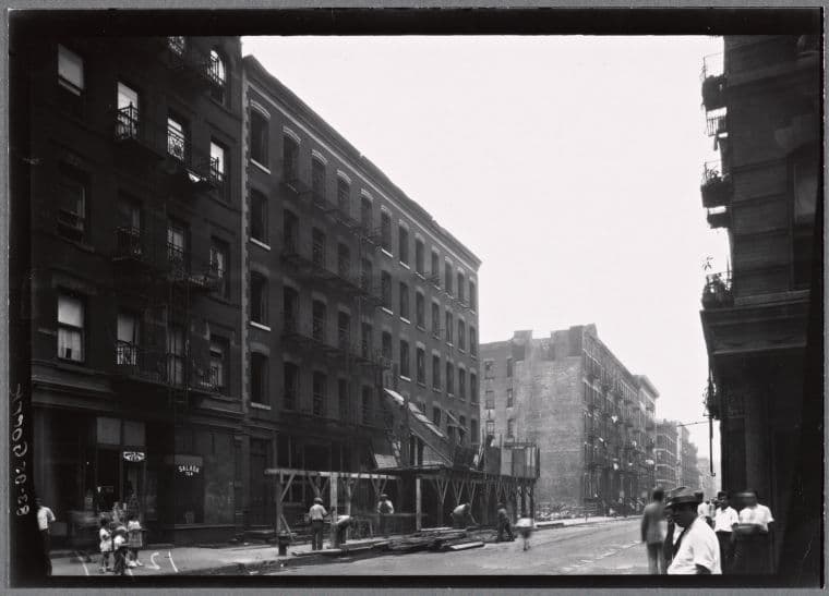 Tenement row, demolition in progress: 83-90 Goerck St.-Rivington-Stanton, Manhattan, 1934