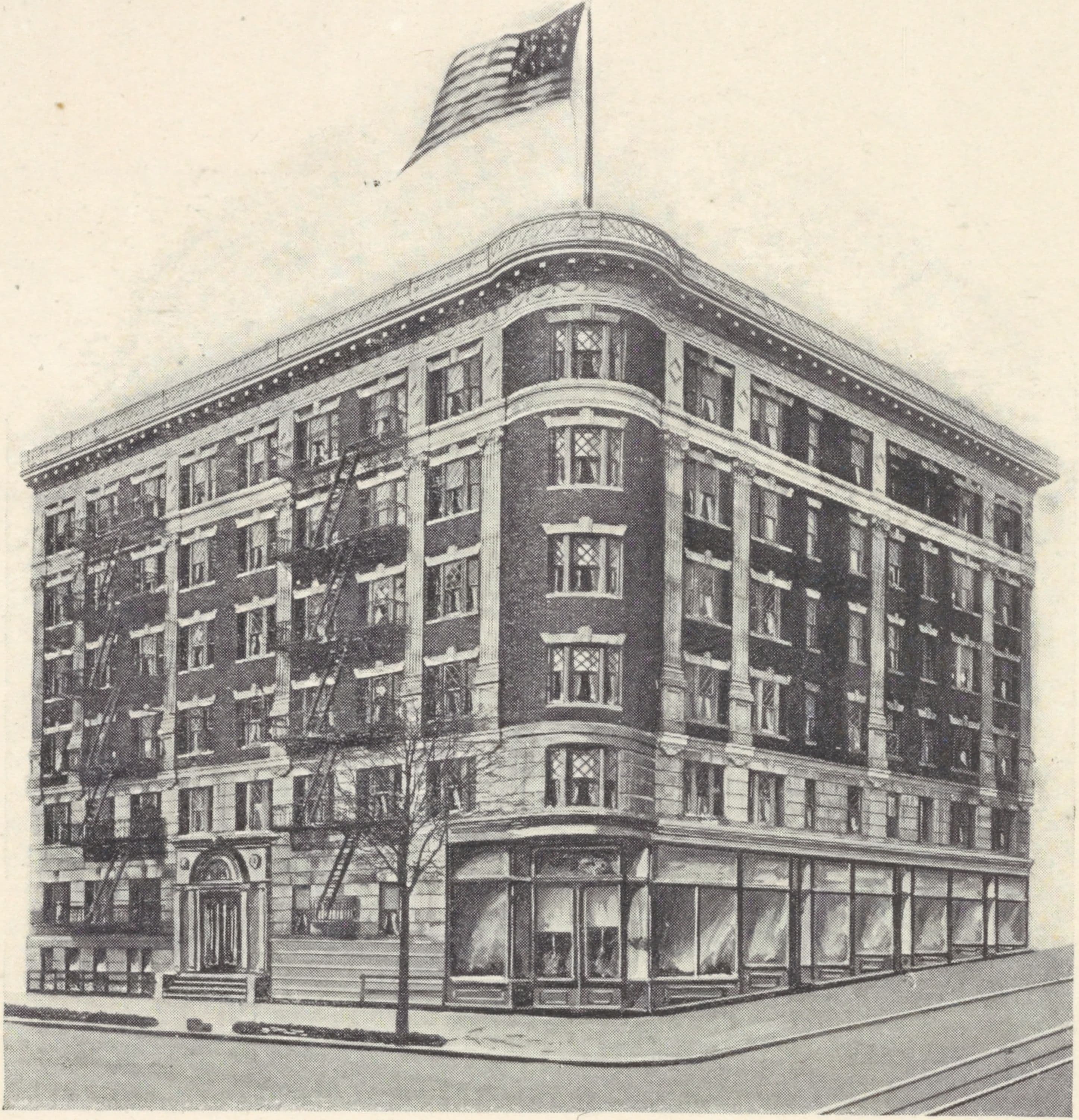 The Sadivian Arms, on the southwest corner of St. Nicholas Avenue and 145th Street; Plan of first floor; Plan of upper floors., 1908