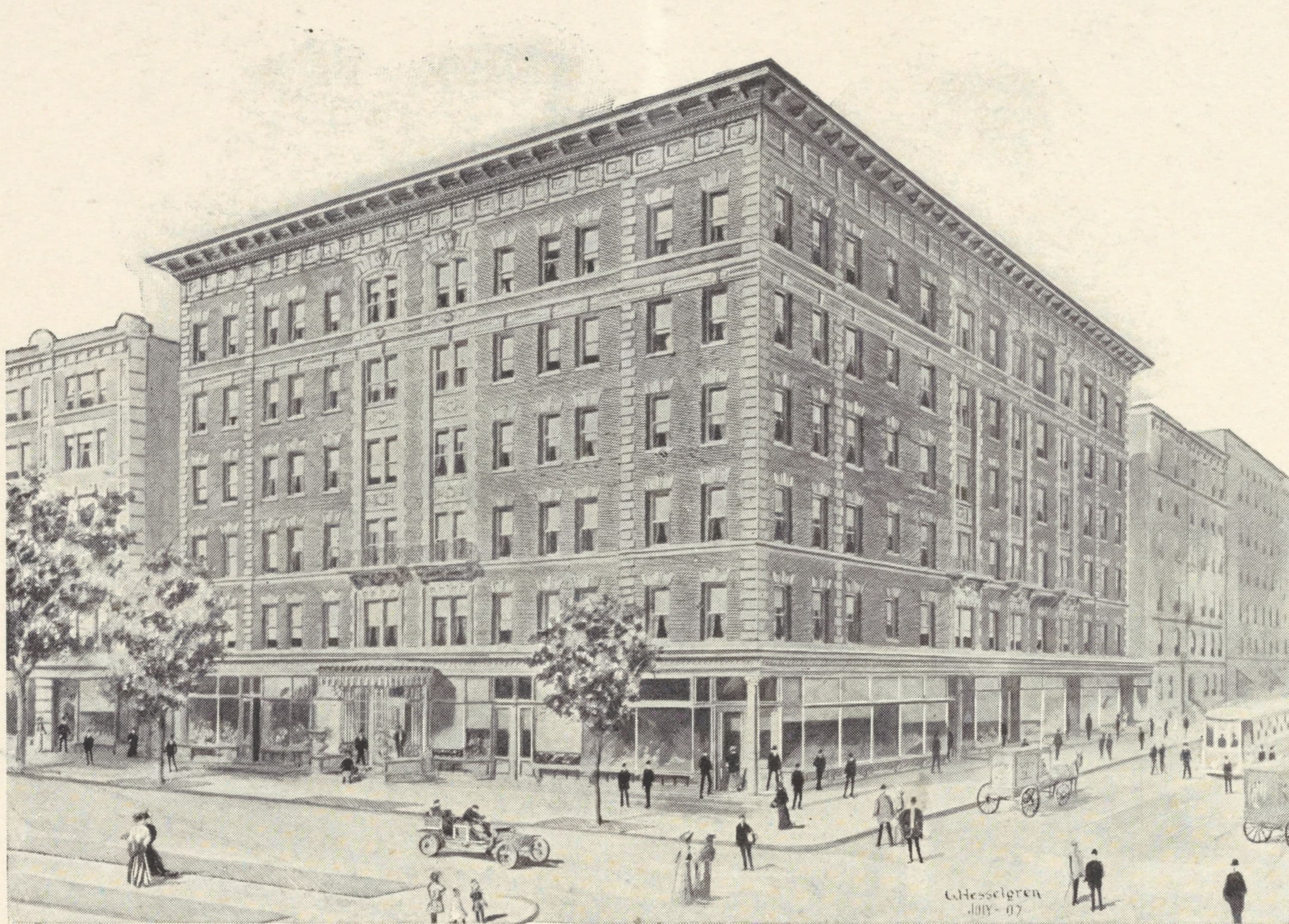 The Keystone, northeast corner of Broadway and One hundred and forty-fifth Street; Plan of first floor; Plan of upper floors.