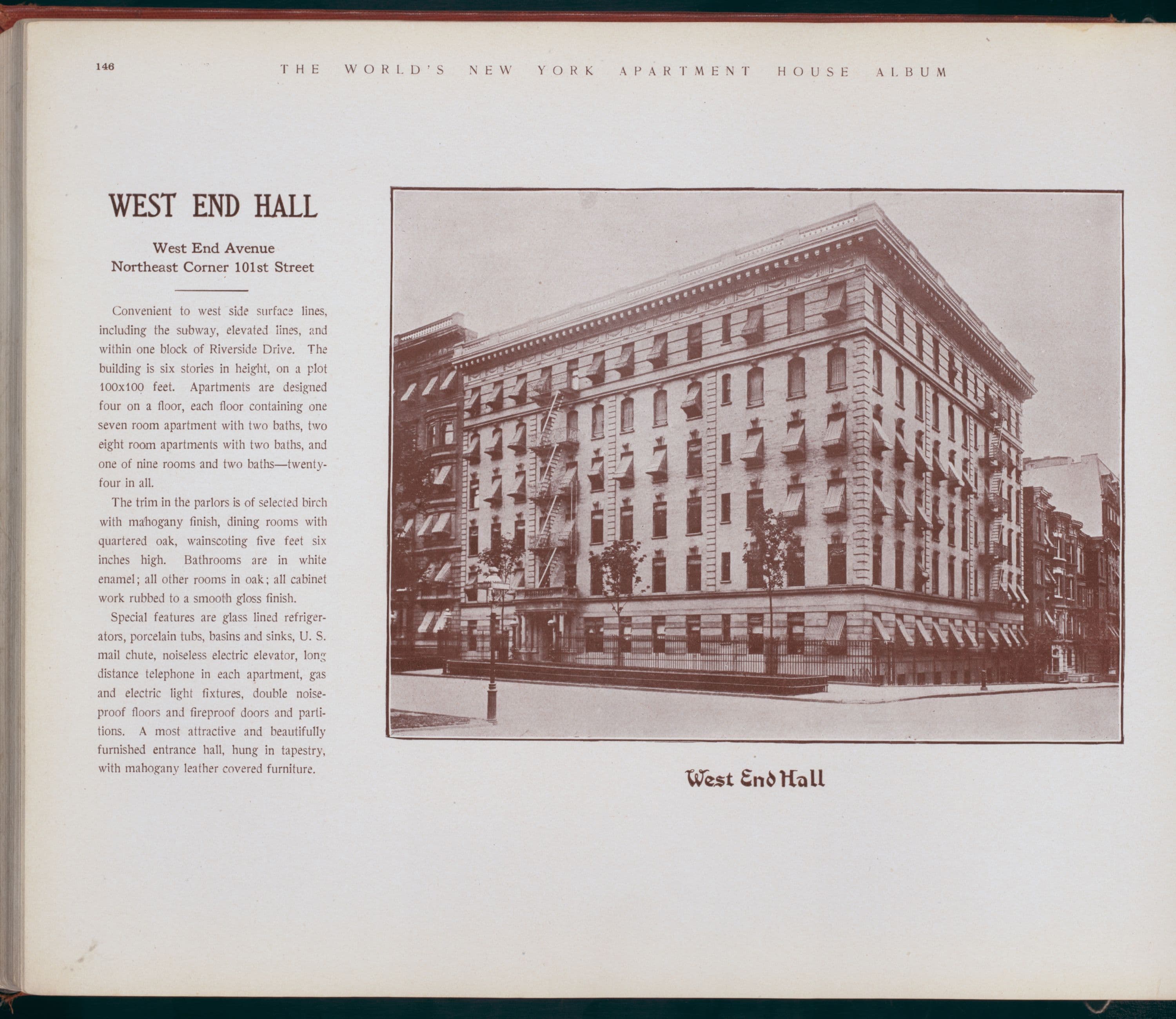 West End Hall. West End Avenue, Northeast Corner 101st Street., 1910-03
