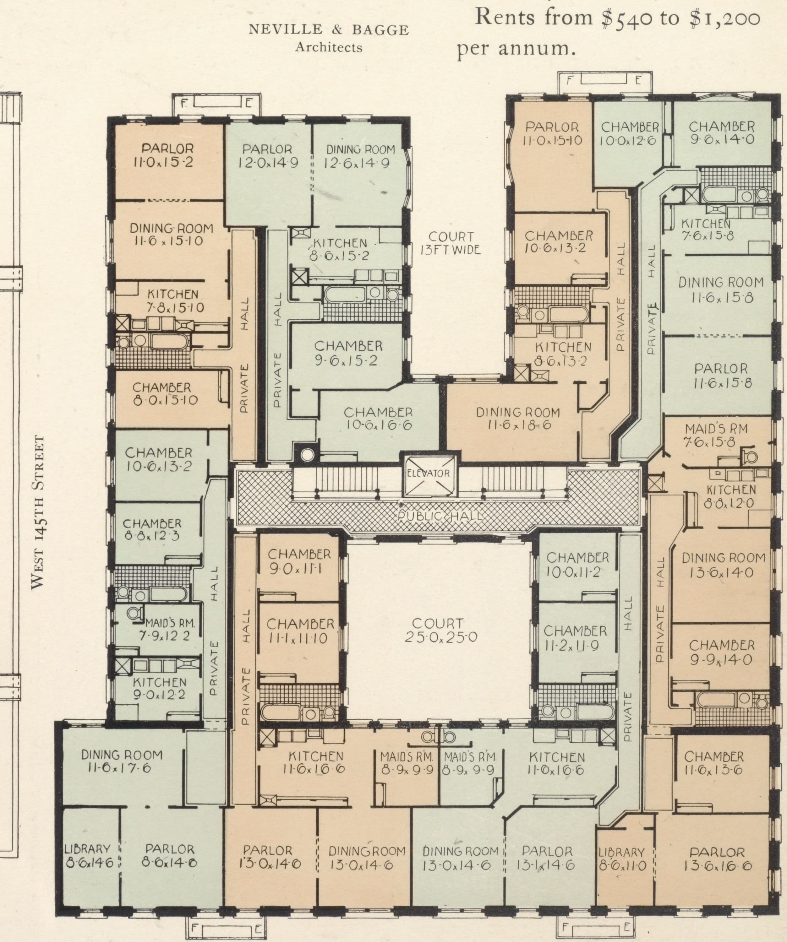 The Keystone, northeast corner of Broadway and One hundred and forty-fifth Street; Plan of first floor; Plan of upper floors.