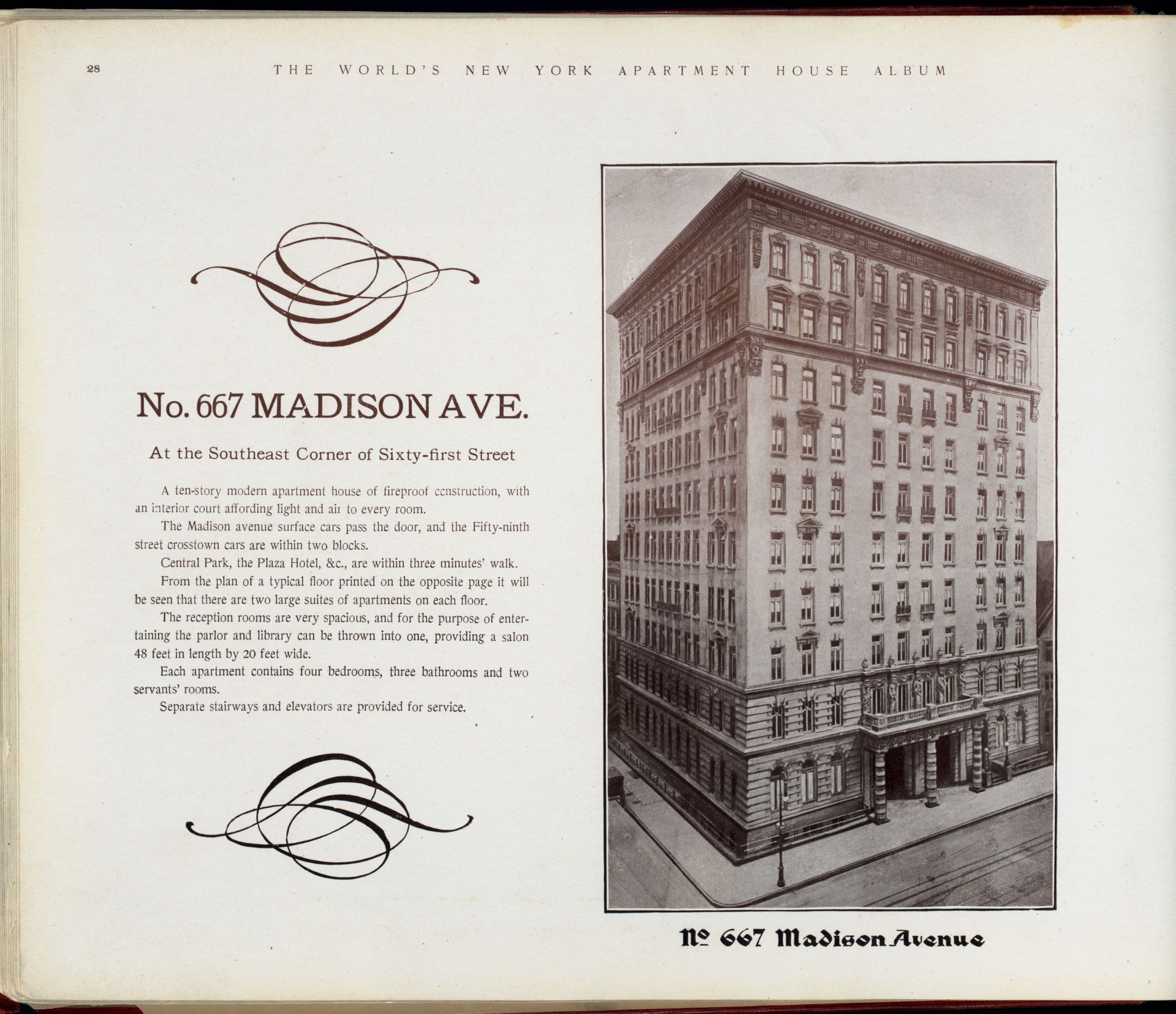 No. 667 Madison Avenue. At the Southeast Corner of Sixty-first Street.