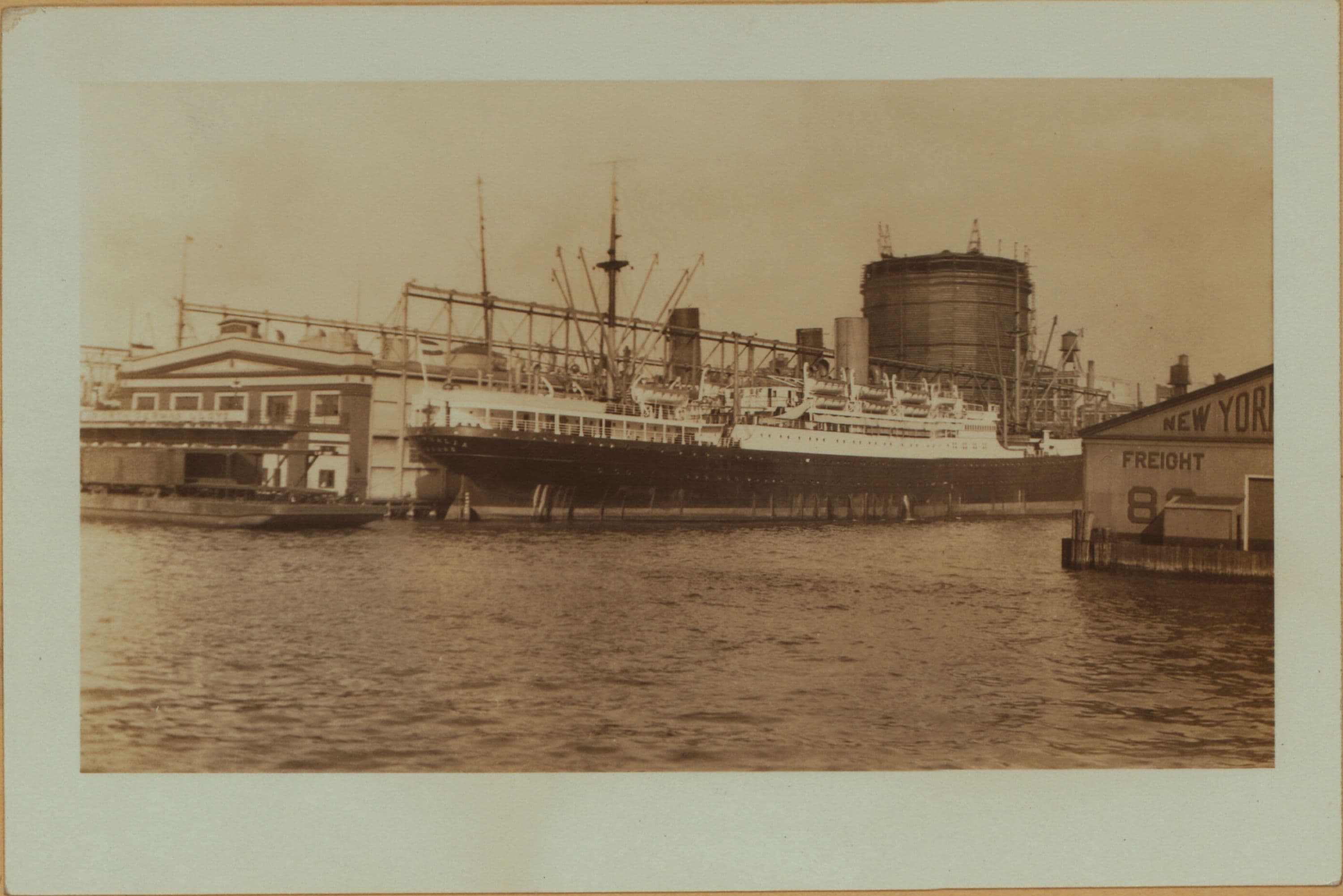 North (Hudson) River - Piers 83 of the New York Central Railroad and 84 of the North German Lloyd.