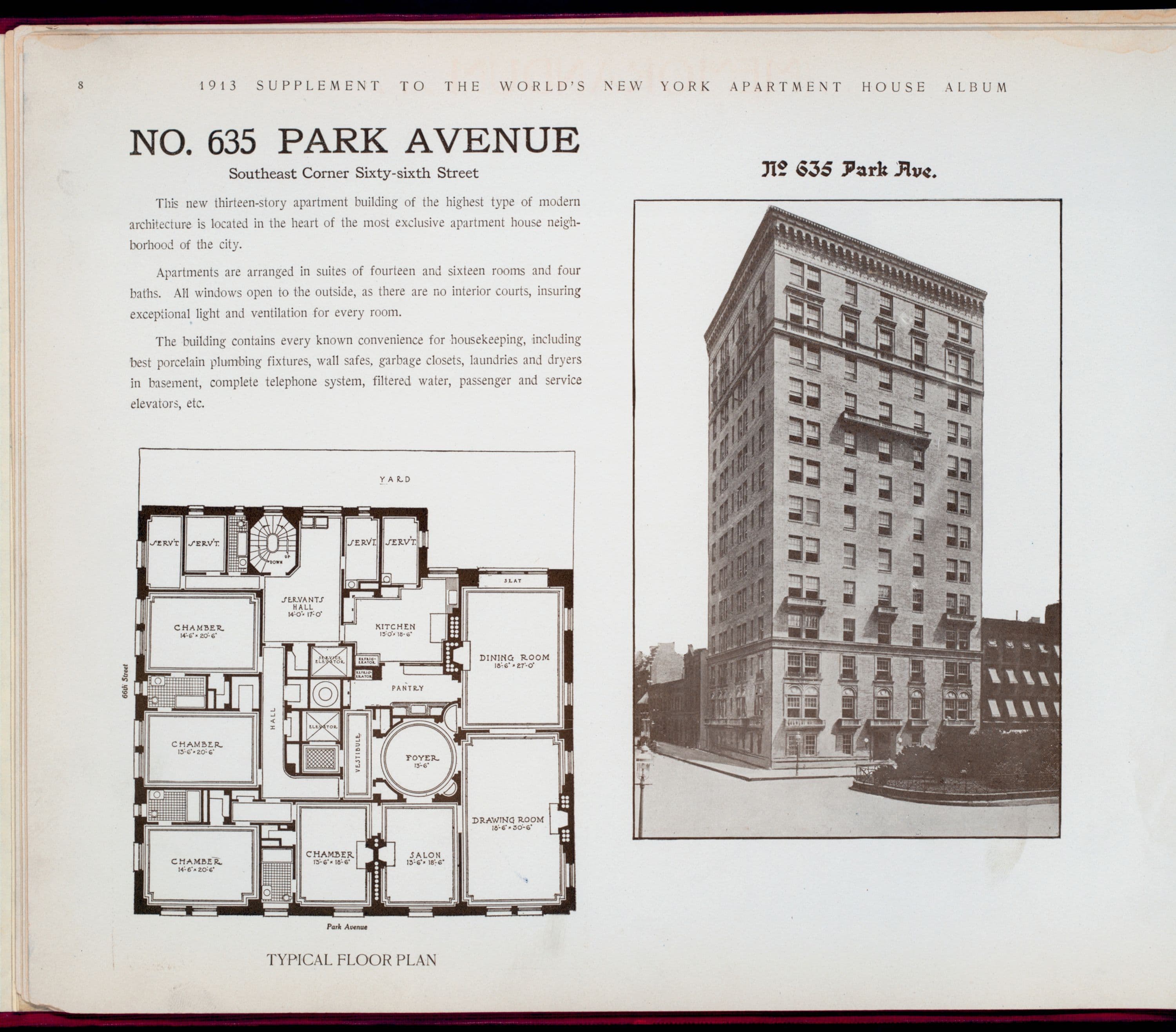 No. 635 Park Avenue. Southeast Corner Sixty-sixth Street., 1913