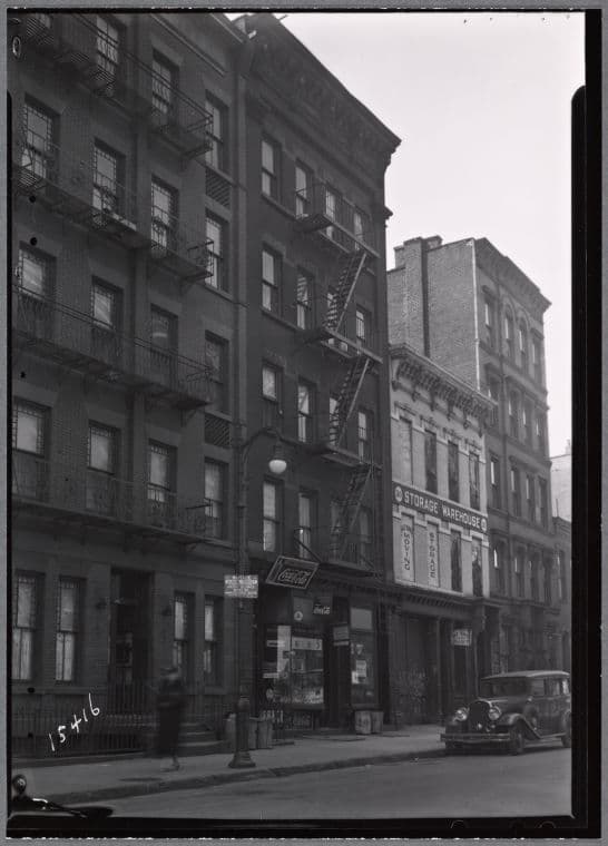 Tenements & storefronts; Saz Bros. Warehouse: E. 82nd St. - 2nd Ave.- 1st Ave., Manhattan